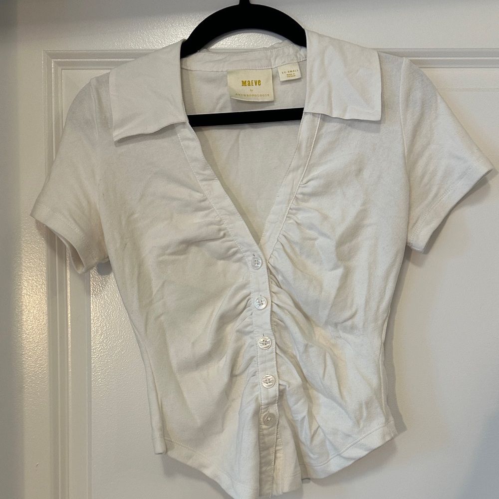 Maeve Cream Button-Up Blouse